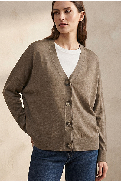S.OLIVER Dámský Khaki Pletený Kardigan Do Véčka Oversized Vel. L