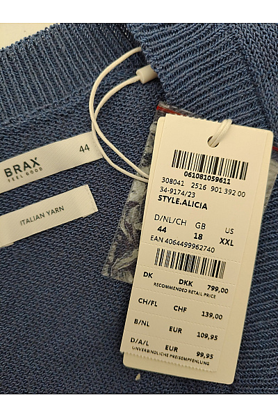 BRAX Modrý pletený kardigan do véčka s knoflíky Vel. DE 44 | BRAX | obrázek 7