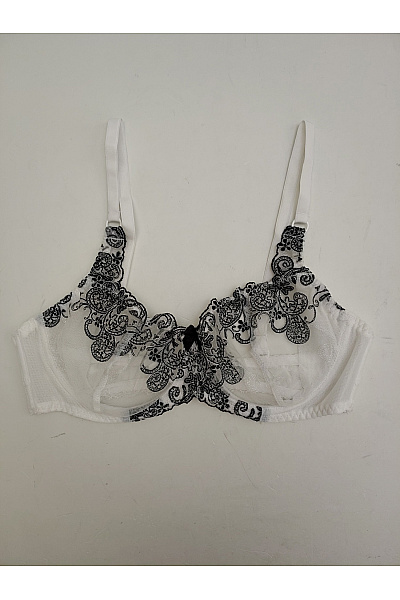 Kamea lingerie Černobílá krajková kosticová podprsenka s průsvitnými košíčky Velikost EU 80B | kamea lingerie | obrázek 2