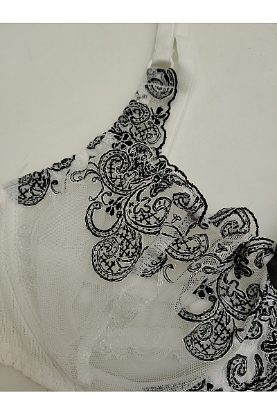 Kamea lingerie Černobílá krajková kosticová podprsenka s průsvitnými košíčky Velikost EU 80B | kamea lingerie | obrázek 3