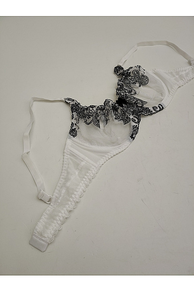 Kamea lingerie Černobílá krajková kosticová podprsenka s průsvitnými košíčky Velikost EU 80B | kamea lingerie | obrázek 7
