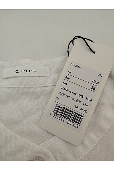 OPUS Bílá bavlněná košile se stojáčkem dlouhá ležérní Vel. EU 38 | OPUS | obrázek 7