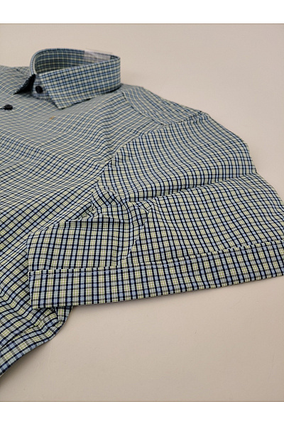OLYMP Pánská bavlněná košile s krátkým rukávem kostkovaná slim fit business Vel. UK 16