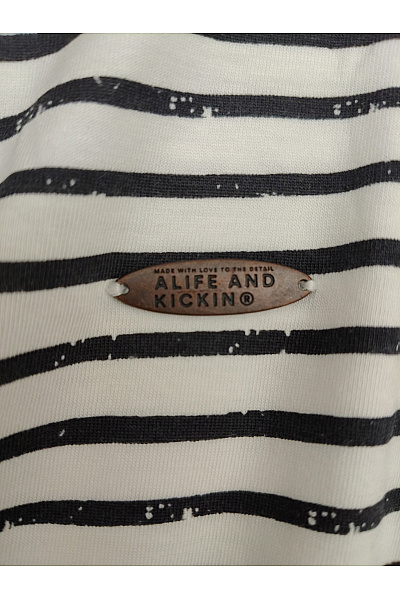 Alife and kickin Černobílé pruhované bavlněné letní šaty na ramínka midi Vel. EU L | alife and kickin | obrázek 6