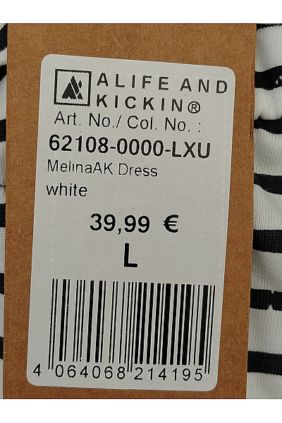 Alife and kickin Černobílé pruhované bavlněné letní šaty na ramínka midi Vel. EU L | alife and kickin | obrázek 8