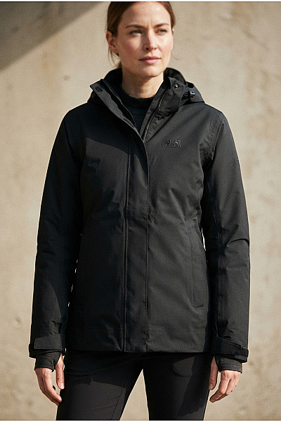 Jack Wolfskin Černé Zimní Outdoorová Bunda S Kapucí Velikost EU M