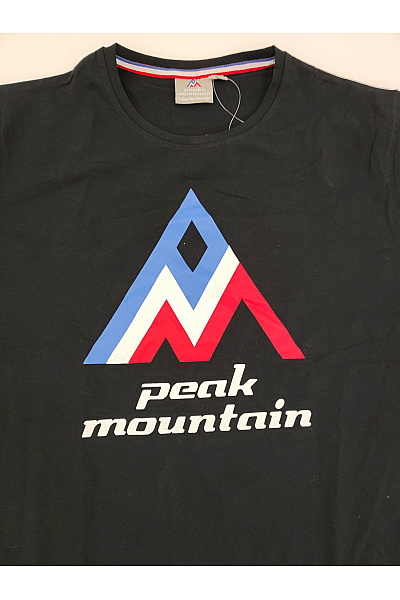Peak mountain Černé bavlněné pánské tričko s krátkým rukávem a potiskem Velikost L | peak mountain | obrázek 3