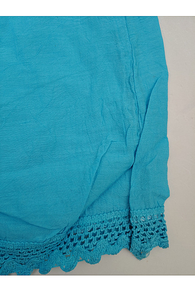 Modré bavlněné maxi šaty na ramínka boho Velikost XS | Unimoda | obrázek 3