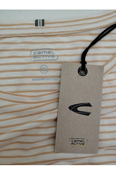 Camel active Béžové pruhované bavlněné tričko s dlouhým rukávem a kulatým výstřihem Vel. XL | camel active | obrázek 7
