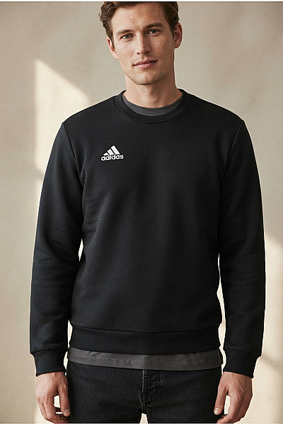 ADIDAS Pánská černá Sportovní Mikina Přes Hlavu Bez Potisku