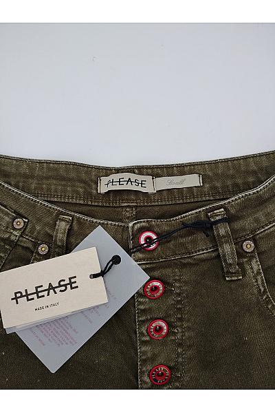 Please Dámské khaki bavlněné džíny úzké Vel. Small | Please | obrázek 6