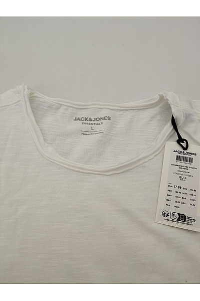 JACK & JONES Bílé bavlněné pánské tričko s krátkým rukávem a prodlouženým zadním dílem | JACK & JONES | obrázek 5