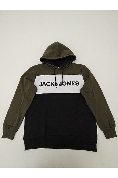 JACK & JONES Pánská khaki mikina s kapucí přes hlavu potiskem Vel. EU XL | JACK & JONES | obrázek 2