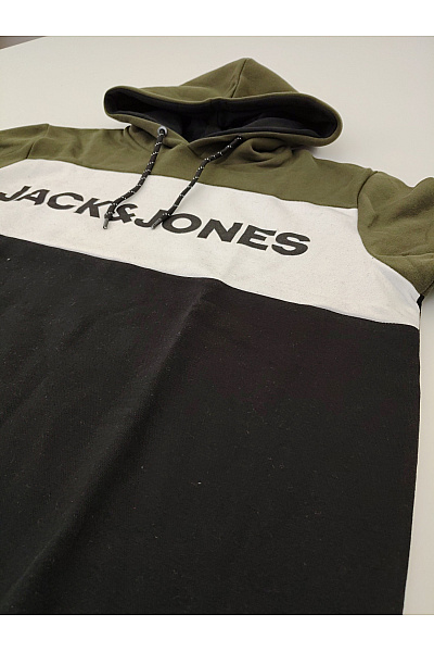 JACK & JONES Pánská khaki mikina s kapucí přes hlavu potiskem Vel. EU XL | JACK & JONES | obrázek 4