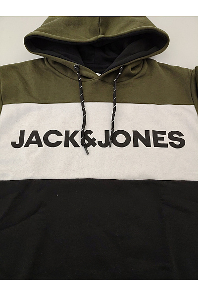 JACK & JONES Pánská khaki mikina s kapucí přes hlavu potiskem Vel. EU XL | JACK & JONES | obrázek 6