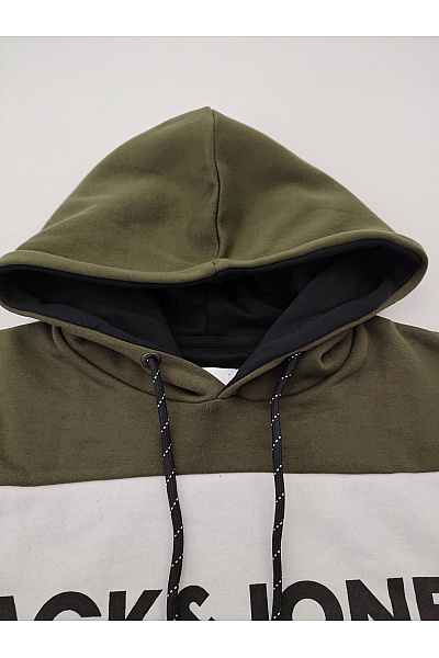 JACK & JONES Pánská khaki mikina s kapucí přes hlavu potiskem Vel. EU XL | JACK & JONES | obrázek 7