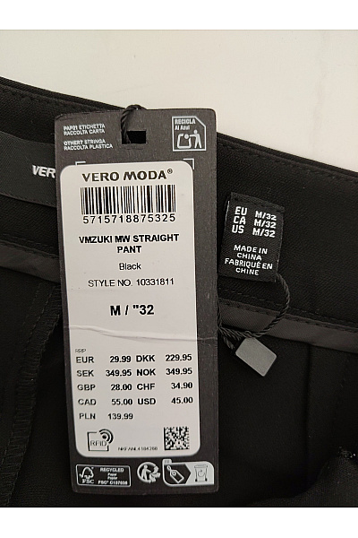 VERO MODA Dámské černé elegantní rovné kalhoty Vel. EU M/32 | VERO MODA | obrázek 6