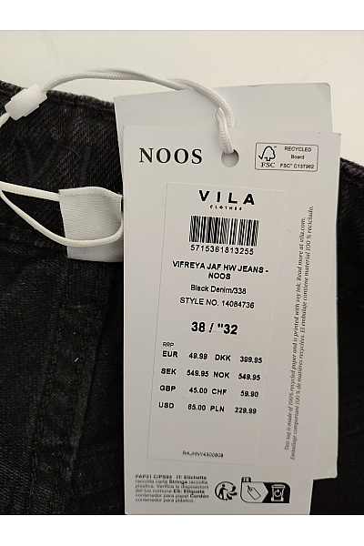VILA Dámské bavlněné džíny s vysokým pasem wide leg Vel. EU 38 / 32 | VILA | obrázek 5
