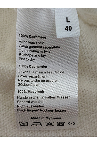 REPEAT cashmere Béžové kašmírové tričko s dlouhým rukávem basic Velikost L | REPEAT cashmere | obrázek 4