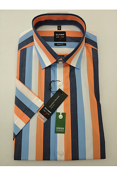 OLYMP Pánská bavlněná košile s krátkým rukávem pruhovaná slim fit | OLYMP | obrázek 2