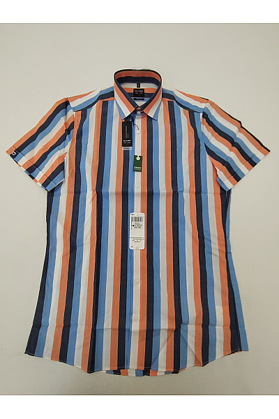 OLYMP Pánská bavlněná košile s krátkým rukávem pruhovaná slim fit | OLYMP | obrázek 3