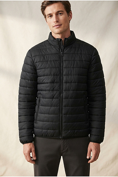 JACK & JONES Černá Pánská Prošívaná Bunda Se Zipem Velikost M