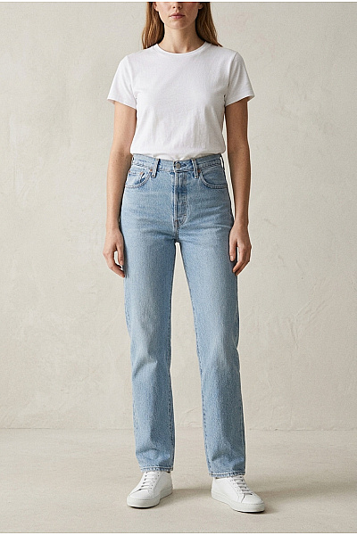 LEVIS Dámské Modré Džíny S Vysokým Pasem Rovné Velikost US 24