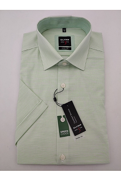 OLYMP Pánská bavlněná košile s krátkým rukávem pruhovaná slim fit Velikost 39 | OLYMP | obrázek 2