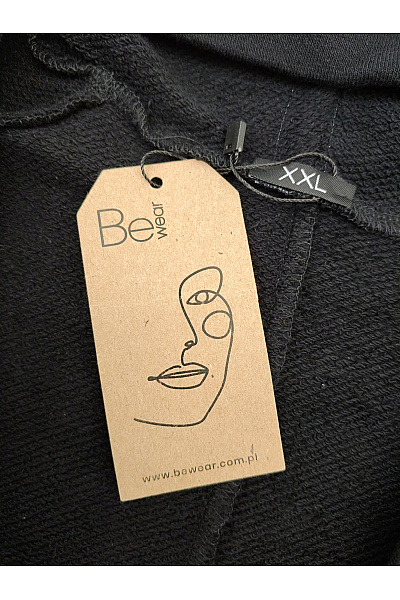 Be wear Černá bavlněná mikina s kapucí a výstřihem Velikost XXL | Be wear | obrázek 5
