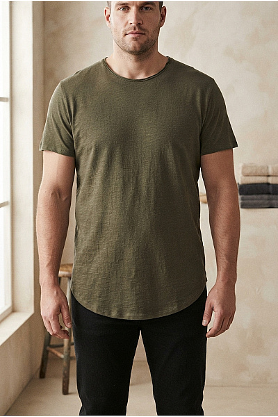 JACK & JONES Pánské Khaki Bavlněné Tričko S Krátkým Rukávem A Kulatým Výstřihem Vel. XXL
