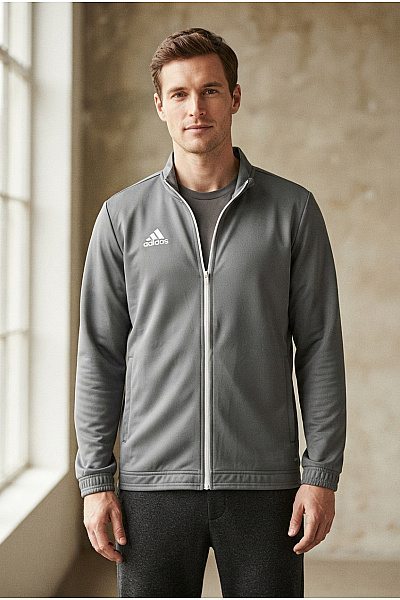 ADIDAS Šedá Sportovní Mikina Na Zip Se Stojáčkem