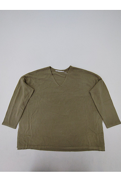 ONLY Dámský khaki pletený oversized pulovr s výstřihem do V Velikost L | ONLY | obrázek 2
