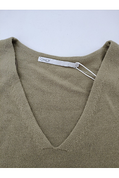 ONLY Dámský khaki pletený oversized pulovr s výstřihem do V Velikost L | ONLY | obrázek 5