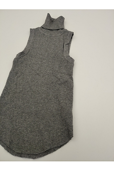 Šedé dámské žebrované tílko s rolákem bez rukávů Vel. XS | Unimoda | obrázek 3