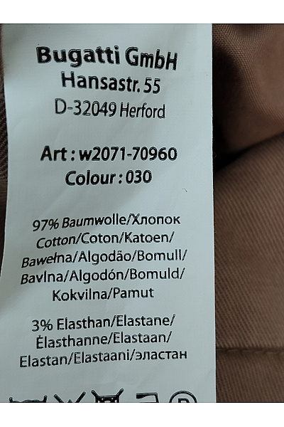 Bugatti Bavlněné pánské chinos kalhoty s puky hnědé Vel. EU 42 | bugatti | obrázek 7