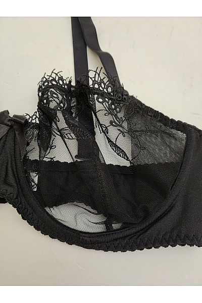 Kamea lingerie Černá krajková kosticová podprsenka s průsvitnými košíčky Vel. EU 90B | kamea lingerie | obrázek 3