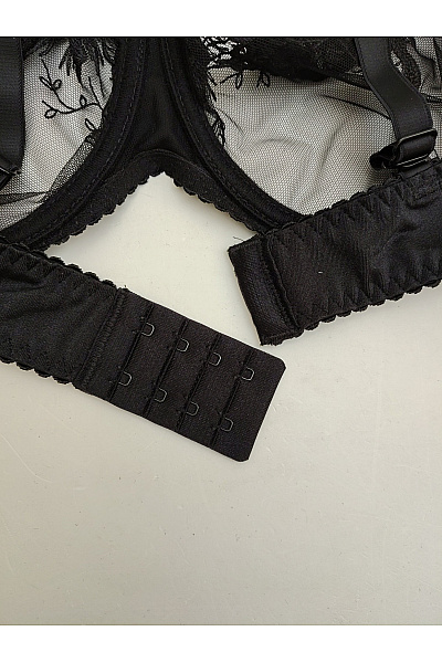 Kamea lingerie Černá krajková kosticová podprsenka s průsvitnými košíčky Vel. EU 90B | kamea lingerie | obrázek 5