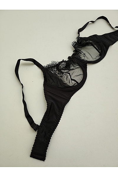 Kamea lingerie Černá krajková kosticová podprsenka s průsvitnými košíčky Vel. EU 90B | kamea lingerie | obrázek 6