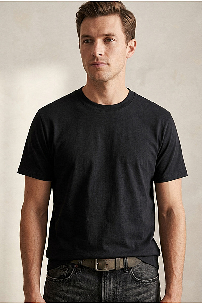 Hollister Pánské černé Bavlněné Tričko S Krátkým Rukávem A Kulatým Výstřihem Basic