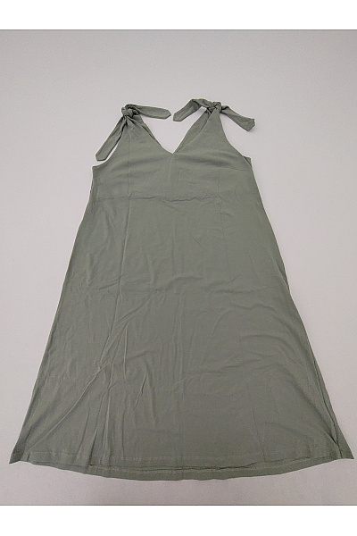 Be wear Bavlněné khaki letní šaty na ramínka vázací do áčka Velikost L | Be wear | obrázek 2