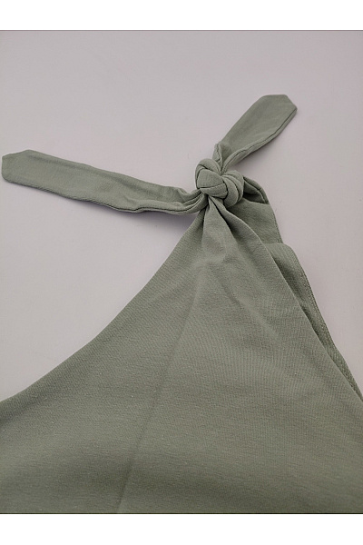 Be wear Bavlněné khaki letní šaty na ramínka vázací do áčka Velikost L | Be wear | obrázek 5