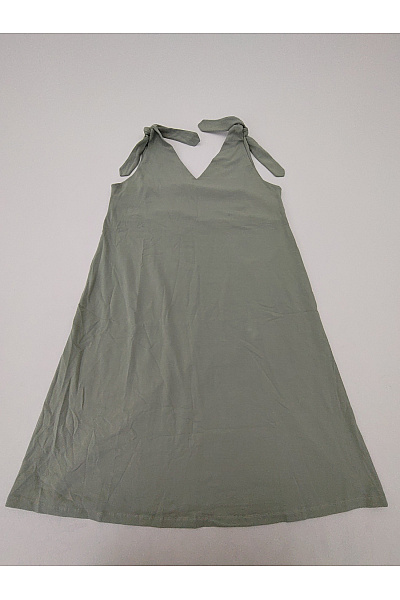 Be wear Bavlněné khaki letní šaty na ramínka vázací do áčka Velikost L | Be wear | obrázek 8