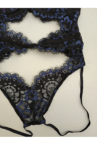 La Senza Černé modré krajkové body s průstřihy luxusní Velikost XS/TP | La Senza | obrázek 4