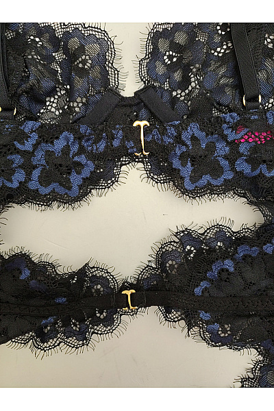 La Senza Černé modré krajkové body s průstřihy luxusní Velikost XS/TP | La Senza | obrázek 6