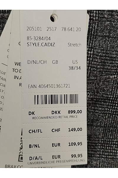 BRAX Šedé bavlněné kostkované kalhoty rovné Vel. US 38/34 | BRAX | obrázek 6