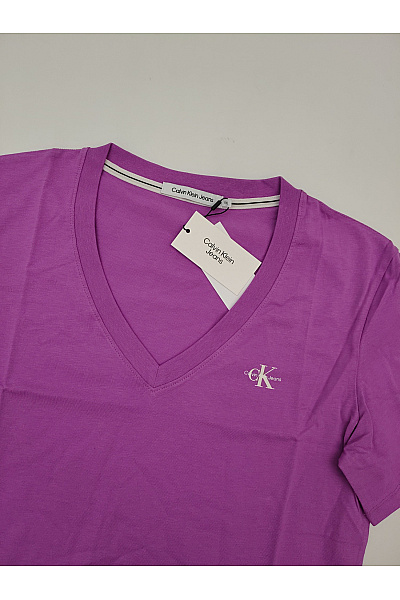 Calvin Klein Fialové bavlněné tričko s krátkým rukávem a výstřihem do V Vel. XXL | Calvin Klein | obrázek 5