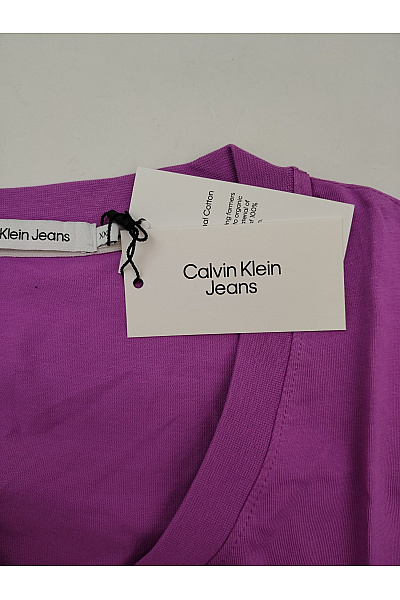 Calvin Klein Fialové bavlněné tričko s krátkým rukávem a výstřihem do V Vel. XXL | Calvin Klein | obrázek 9