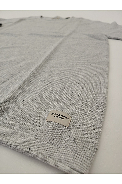 JACK & JONES Pánský šedý bavlněný pletený pulovr basic | JACK & JONES | obrázek 4