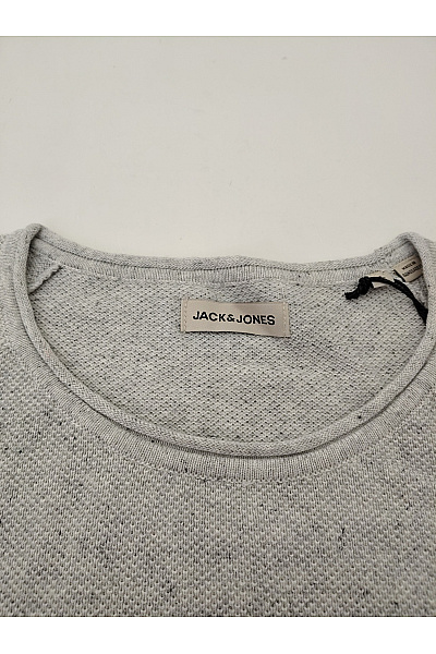 JACK & JONES Pánský šedý bavlněný pletený pulovr basic | JACK & JONES | obrázek 5