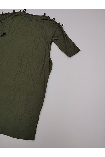 Khaki dámské šaty s odhalenými rameny a kapsami Velikost XXL | Unimoda | obrázek 3